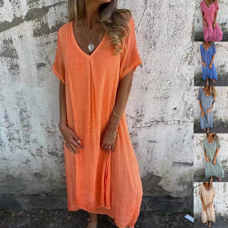 Clarissa™ | Abito scollato in lino e cotone