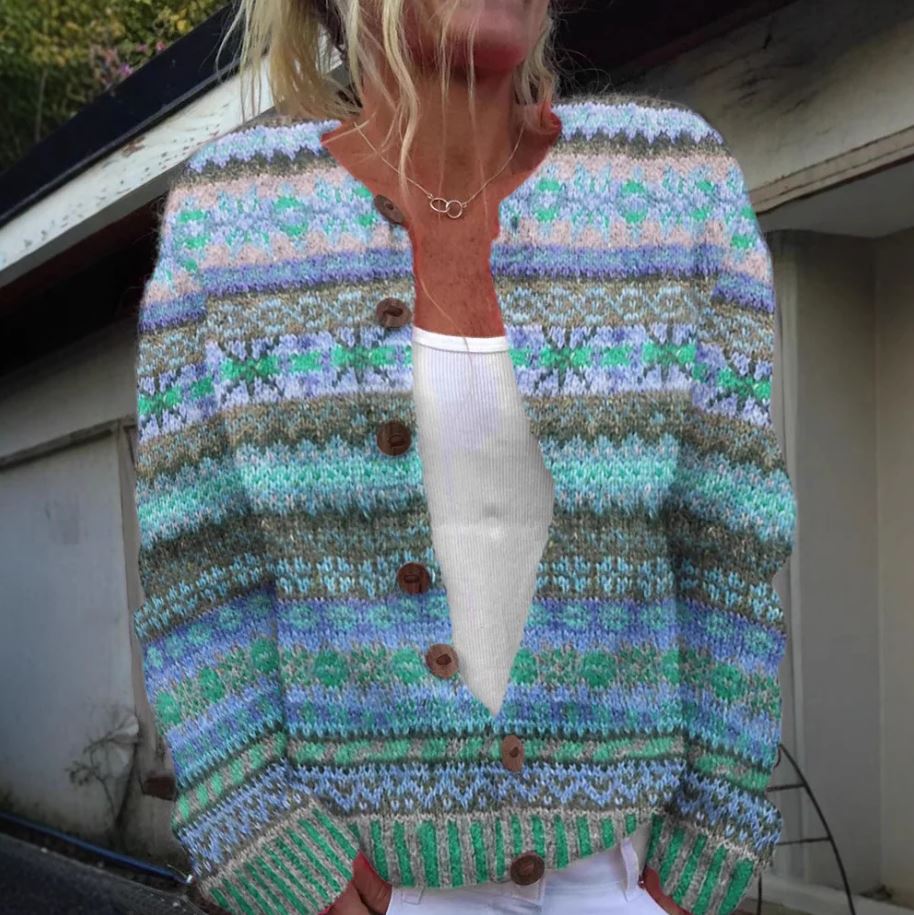 Albina™ | Cardigan stampato blu