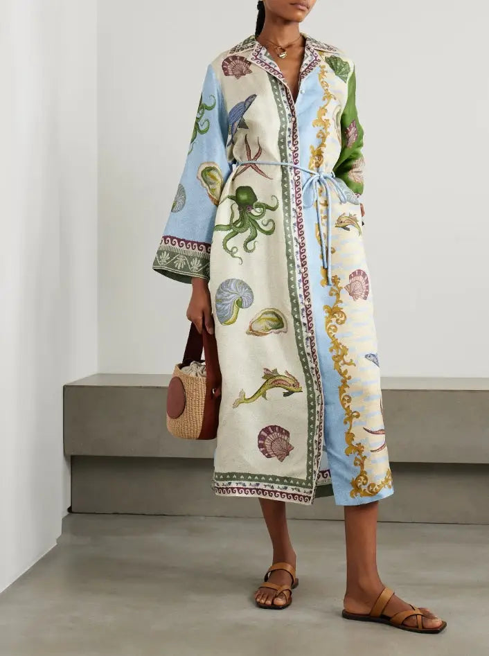 Celeste™ | Abito Maxi in Lino e Cotone