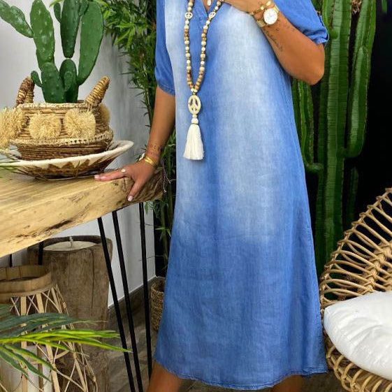 Ilaria™ | Abito in Denim con Scollo a V