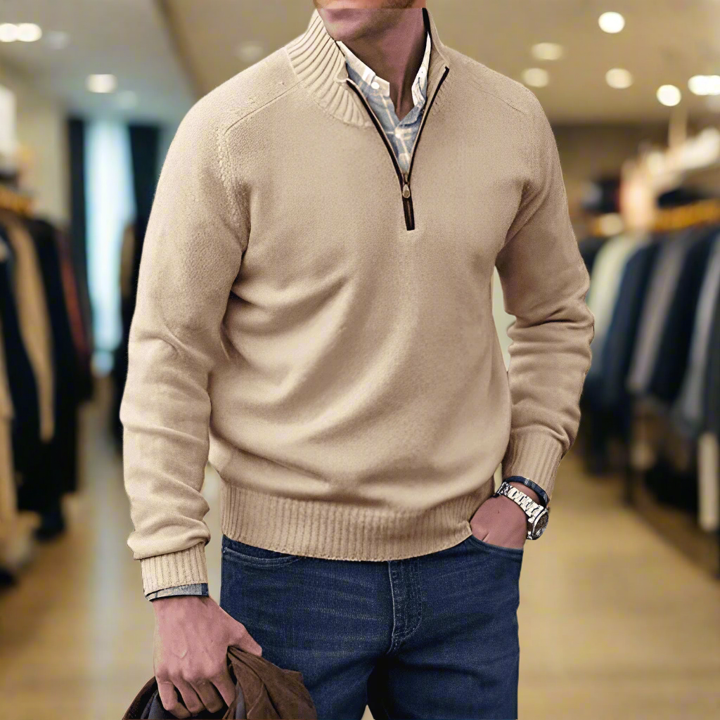 Gualtiero™ | Maglione in cashmere con zip