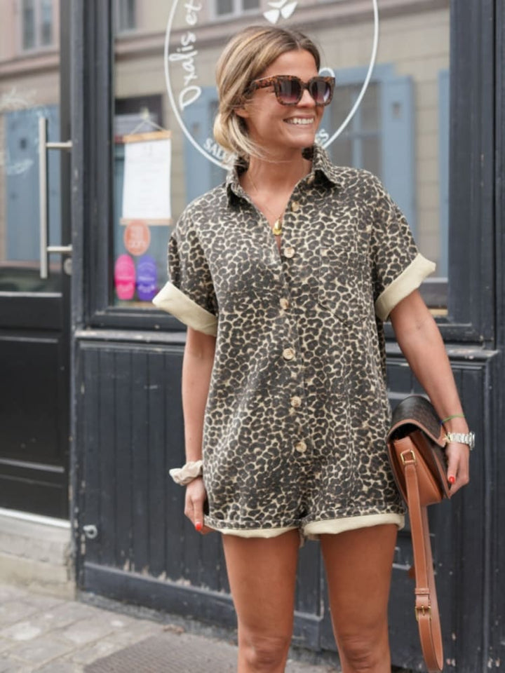 Mirella™ | Abito Camicia con Stampa Leopardata