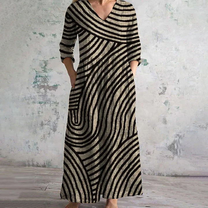 Ottavia™ | Abito Maxi a Righe Vintage