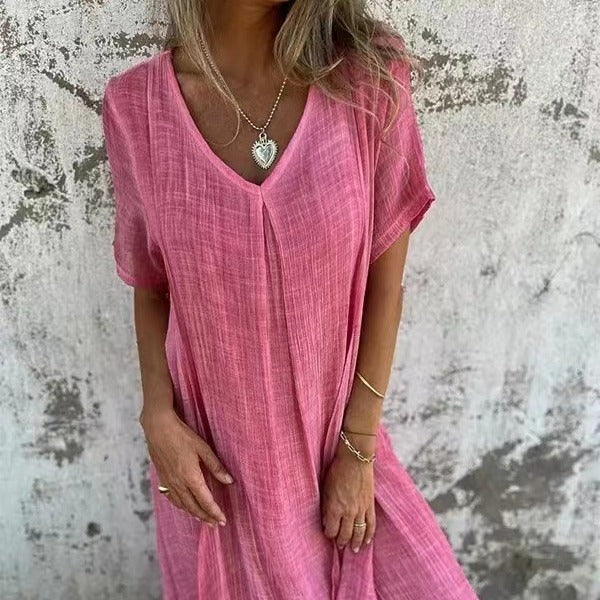 Clarissa™ | Abito scollato in lino e cotone
