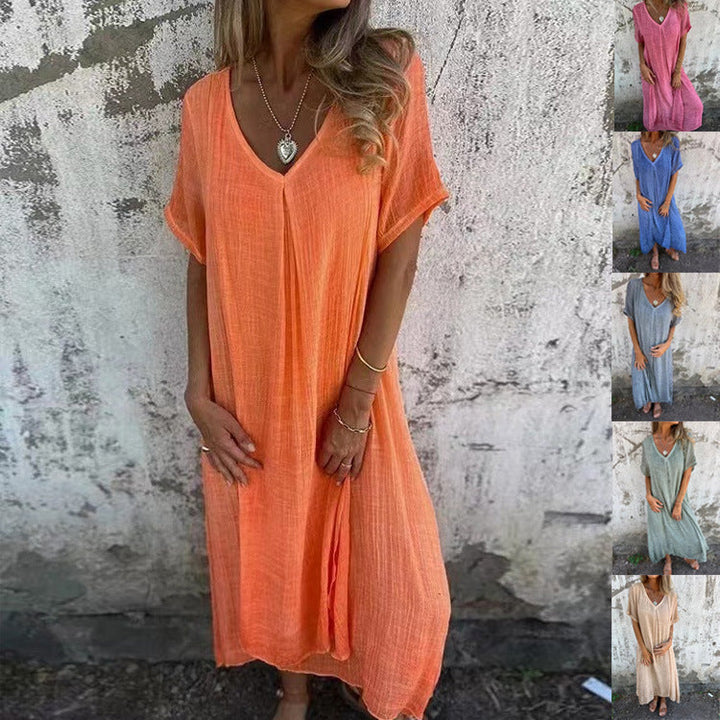 Clarissa™ | Abito scollato in lino e cotone