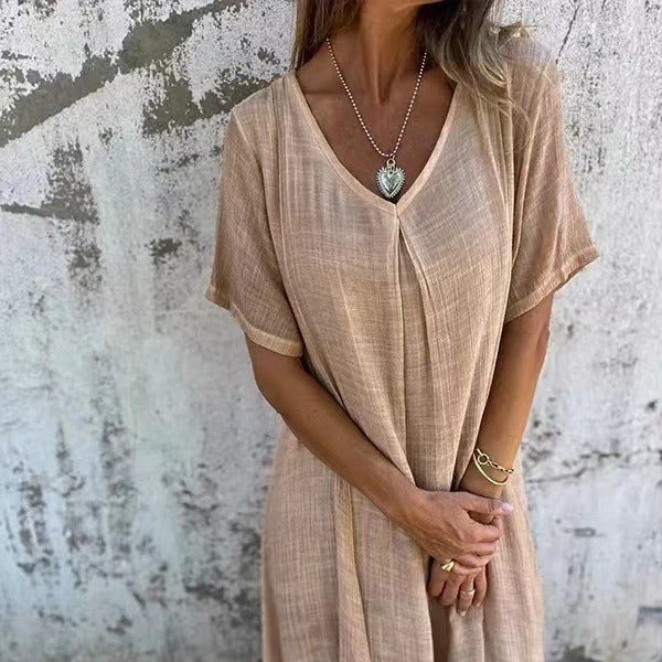 Clarissa™ | Abito scollato in lino e cotone