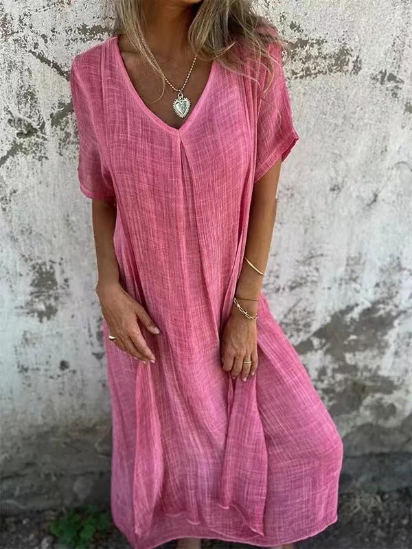 Clarissa™ | Abito scollato in lino e cotone