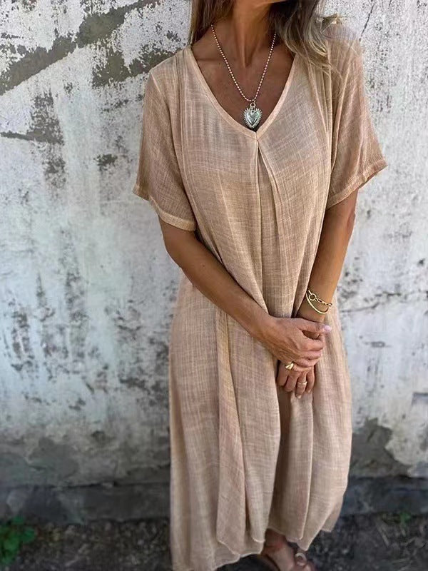 Clarissa™ | Abito scollato in lino e cotone