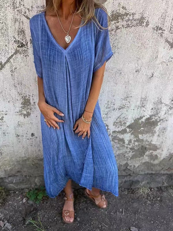 Clarissa™ | Abito scollato in lino e cotone