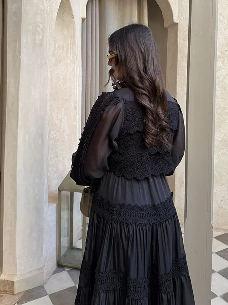 Romana™ | Abito Lungo con Dettagli Ricamati