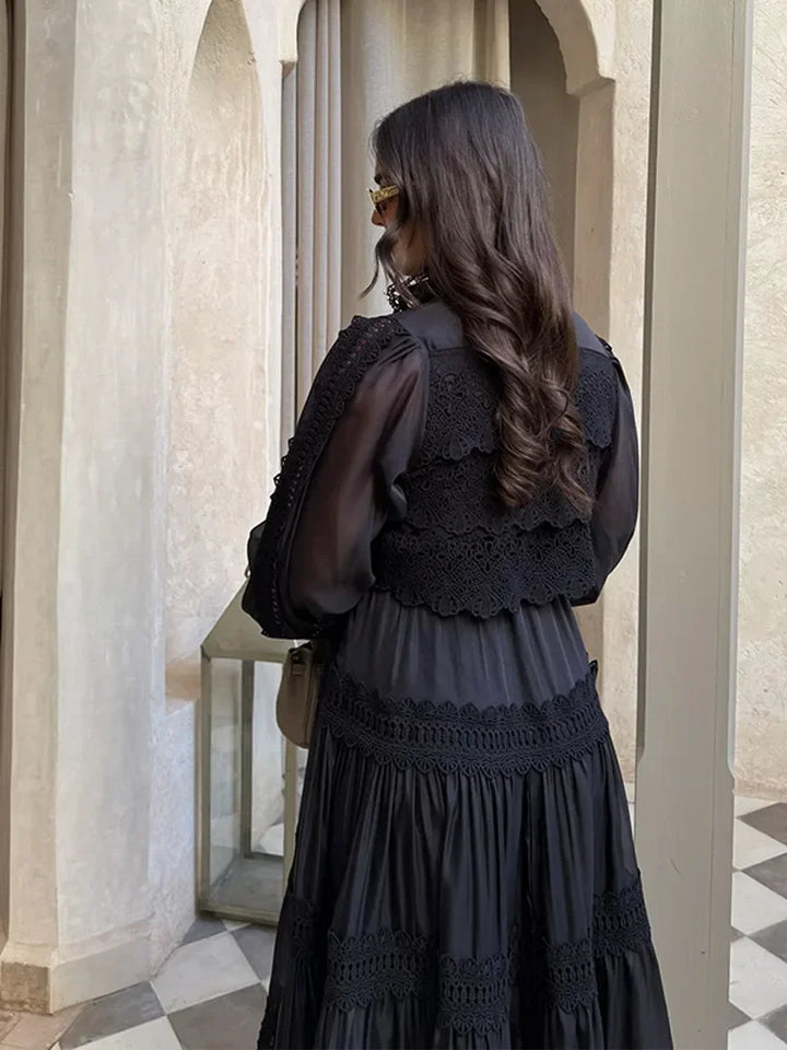 Romana™ | Abito Lungo con Dettagli Ricamati