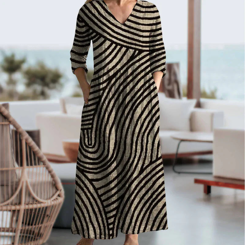 Ottavia™ | Abito Maxi a Righe Vintage