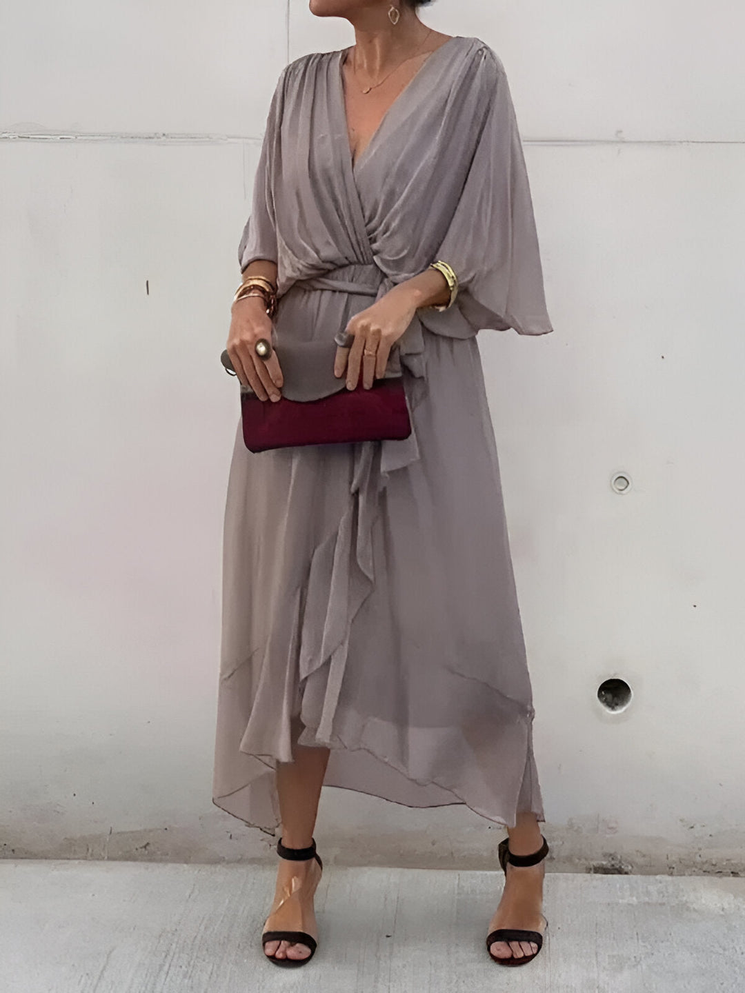 Delfina™ | Abito in Chiffon con Scollo a V
