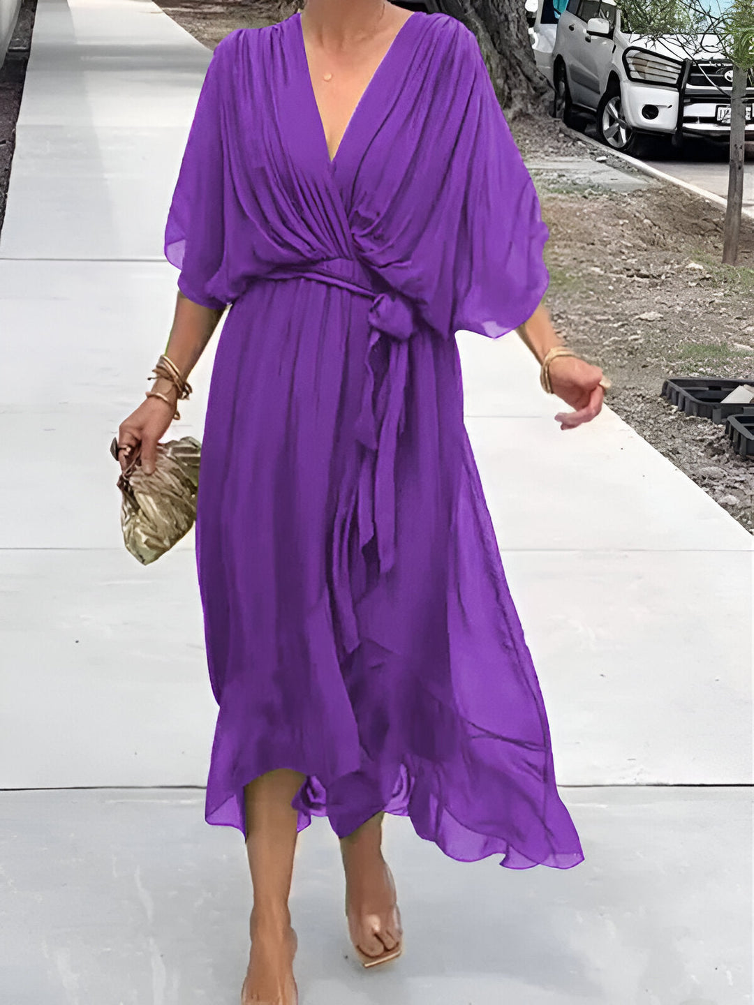Delfina™ | Abito in Chiffon con Scollo a V