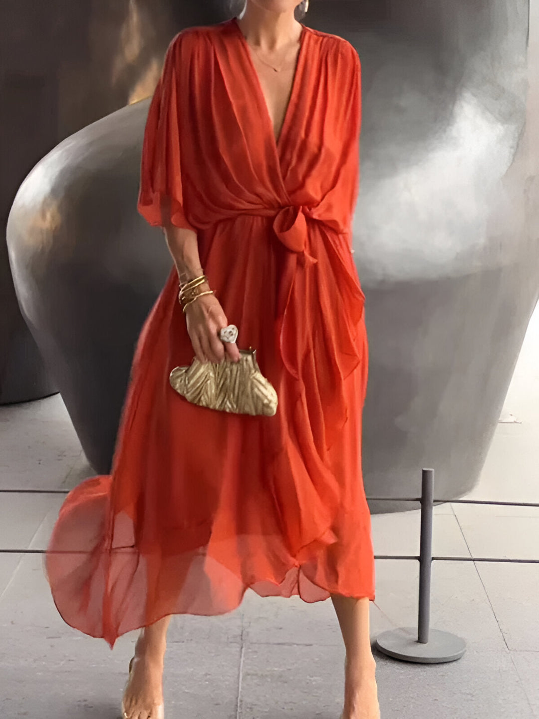 Delfina™ | Abito in Chiffon con Scollo a V