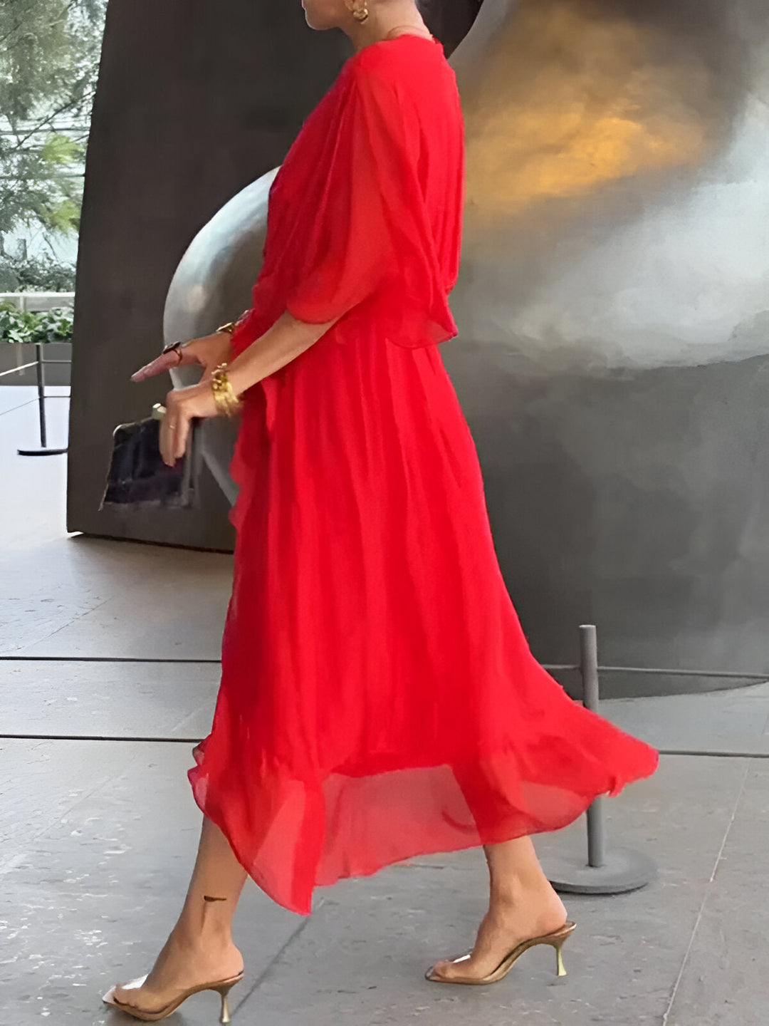 Delfina™ | Abito in Chiffon con Scollo a V