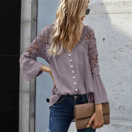 Liliana™ | Blusa in Pizzo con Dettagli Floreali
