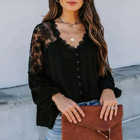 Liliana™ | Blusa in Pizzo con Dettagli Floreali