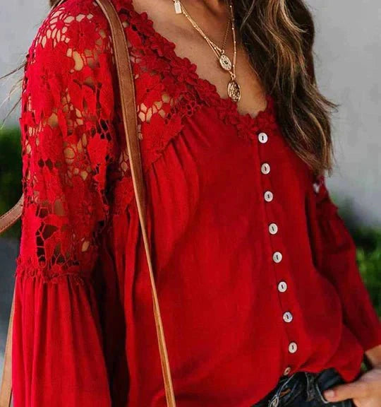 Liliana™ | Blusa in Pizzo con Dettagli Floreali