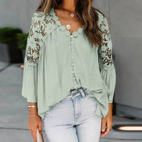 Liliana™ | Blusa in Pizzo con Dettagli Floreali