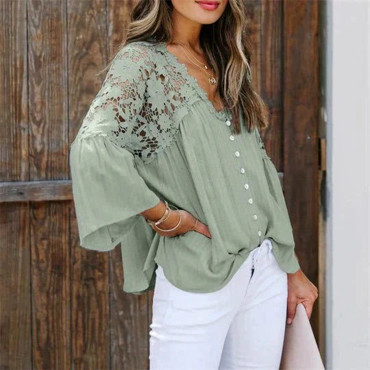 Liliana™ | Blusa in Pizzo con Dettagli Floreali