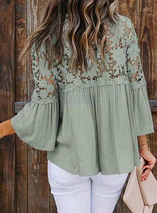 Liliana™ | Blusa in Pizzo con Dettagli Floreali
