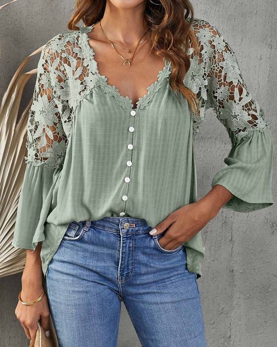 Liliana™ | Blusa in Pizzo con Dettagli Floreali