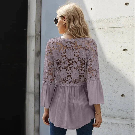 Liliana™ | Blusa in Pizzo con Dettagli Floreali
