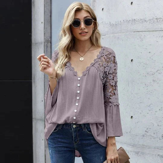 Liliana™ | Blusa in Pizzo con Dettagli Floreali