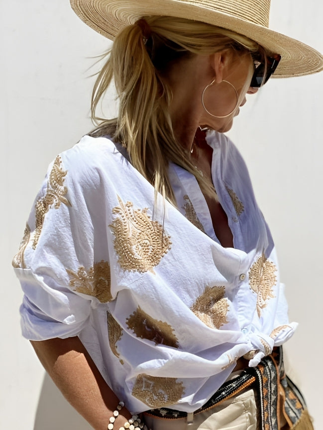 Ornella™ | Blusa Chic con Dettagli Boho